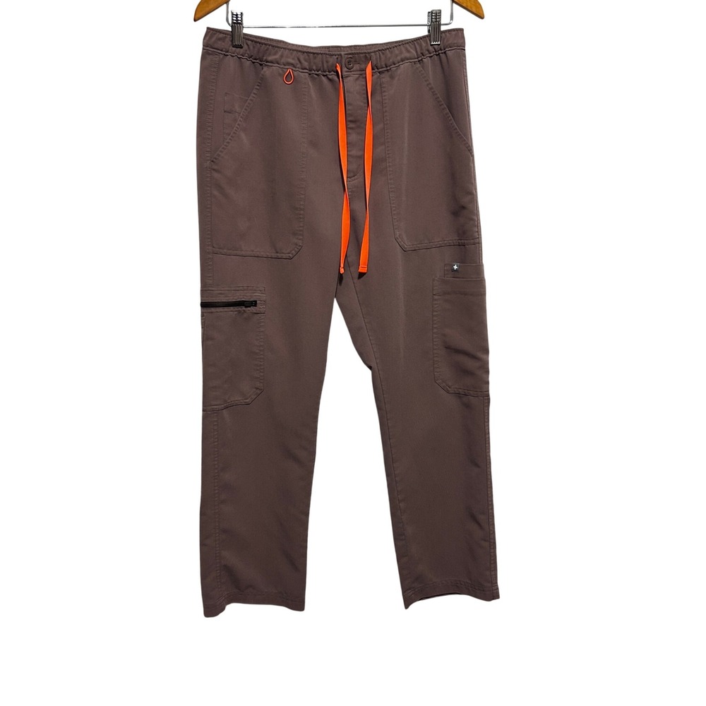 Figs Womens Cairo Scrub Technical Pants M Short Brown Cargo Utility Drawstring